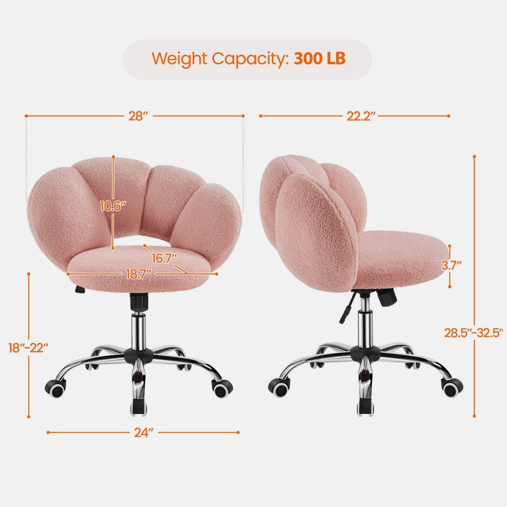Free Home Office - Cloud-Shaped Upholstered Vanity Chair with Adjustable