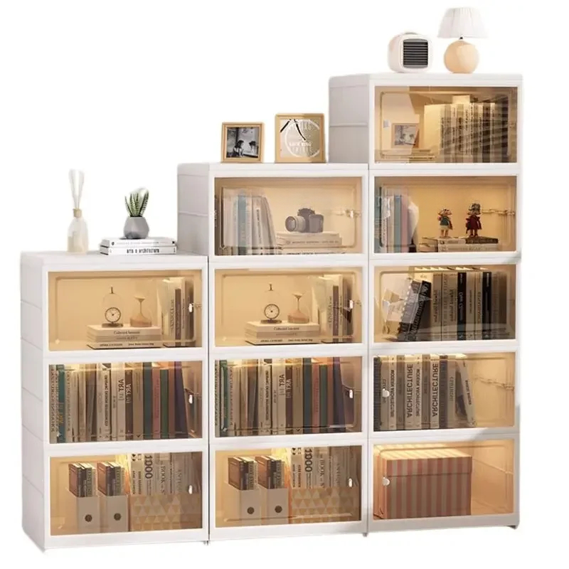 Home Office With Library - Postmodern White Bookcase Books Drawer Industrial