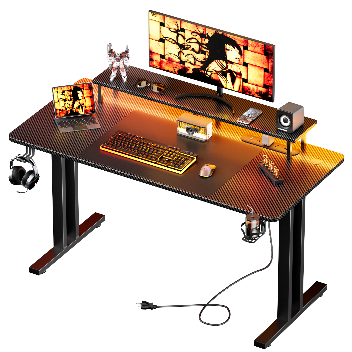Home Office Headset - Gaming Desk with LED Lights &