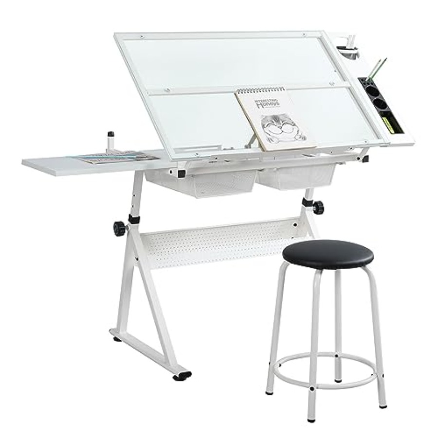 Free Home Office - Drafting Table with Stool Modern Adjustable