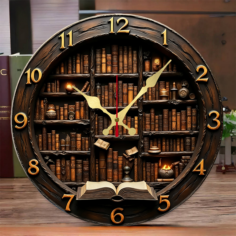 Home Office With Library - Library Nook Style Wooden Round Silent