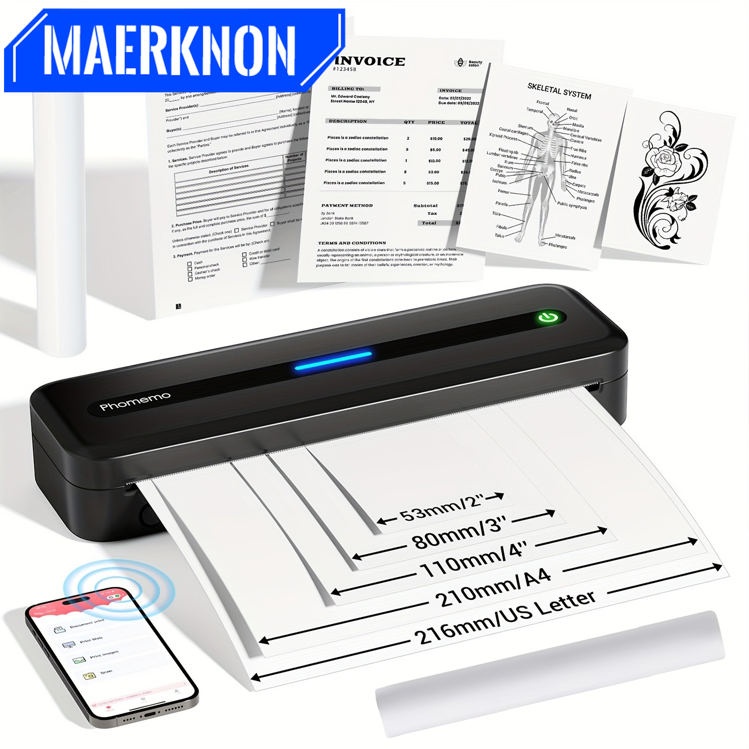Home Office Call Center - Portable Printers Wireless for Thermal Printer