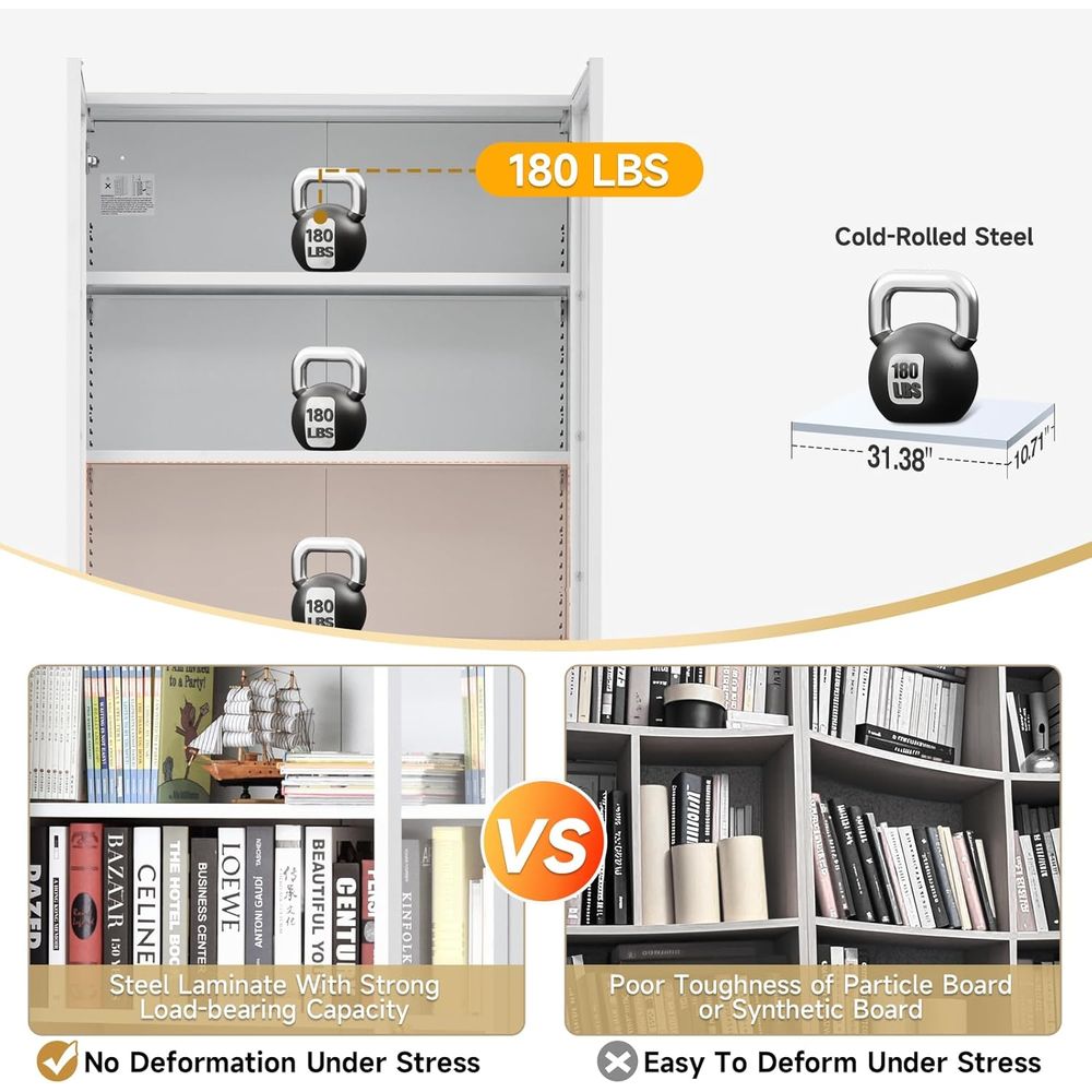 70.87 Tall Metal Bookshelf, 5- - مراجعة Free Home Office وسعره