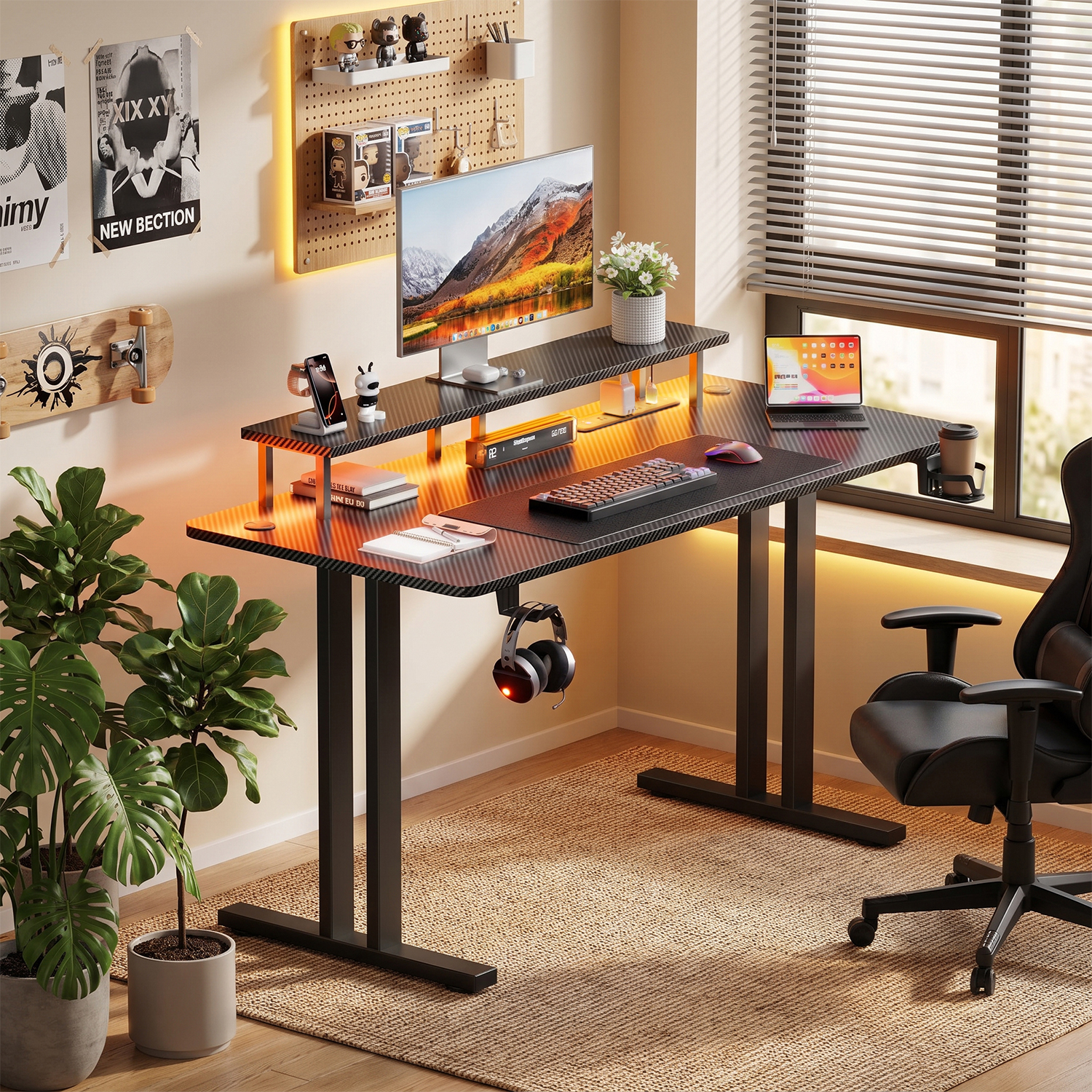Gaming Desk with LED Lights &  - مراجعة Home Office Headset وسعره