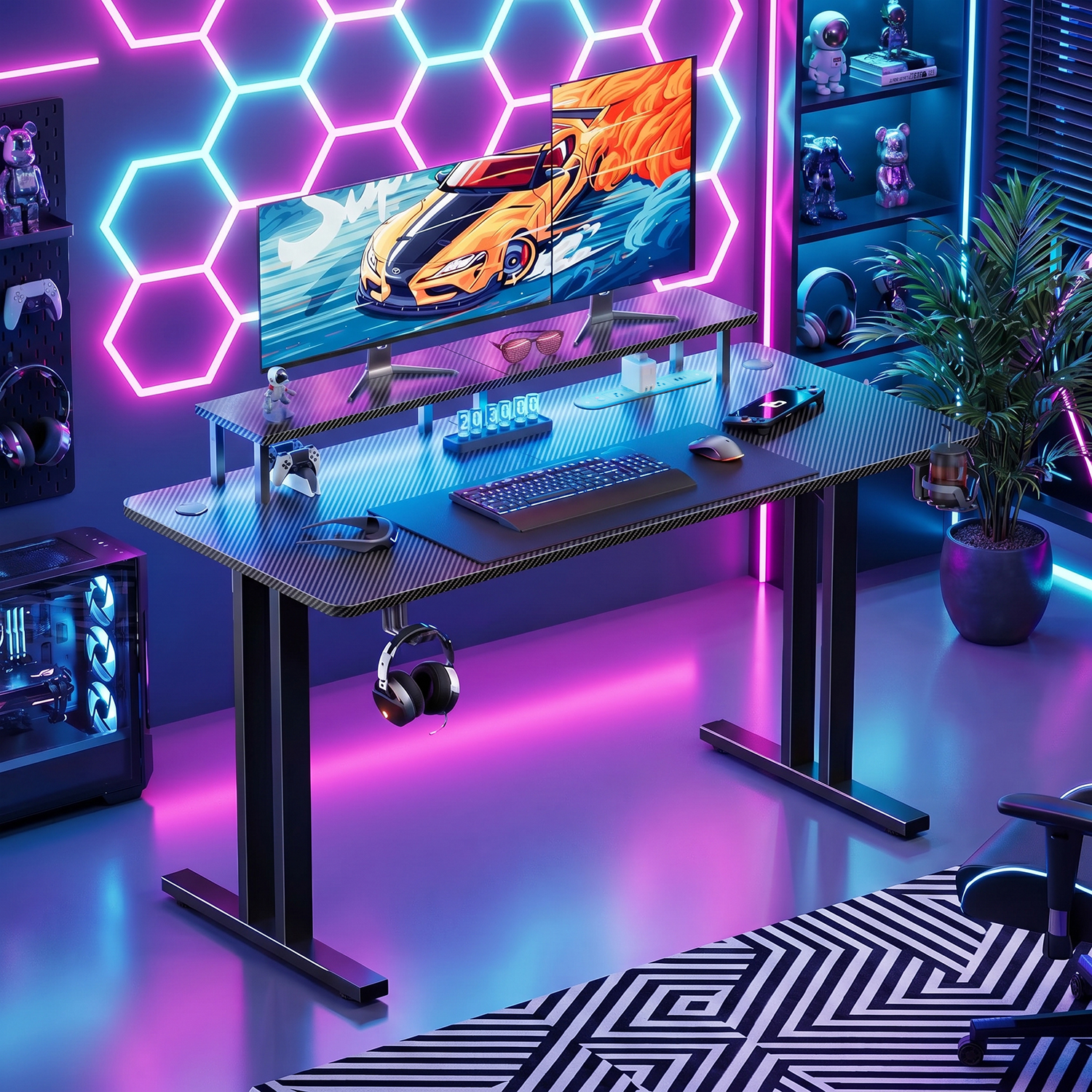 Gaming Desk with LED Lights &  - مراجعة Home Office Headset وسعره