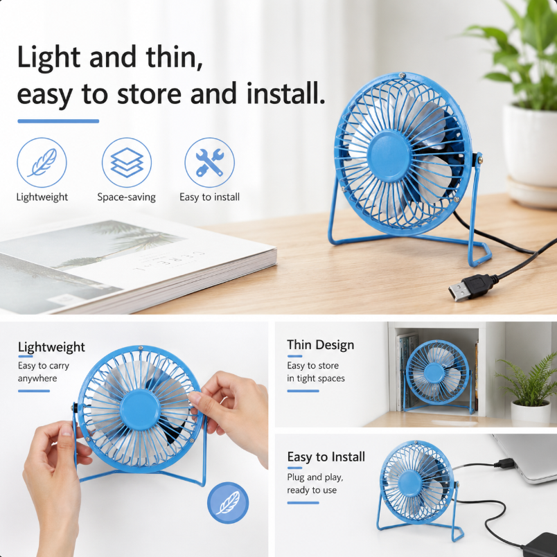 Mini Fan USB Fan Lightweight R - مراجعة Home Office Jobs وسعره