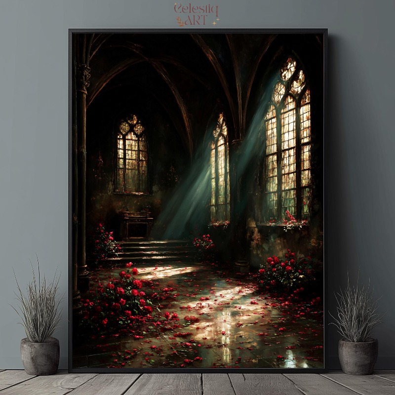 Dark Academia Canvas Print Got - مراجعة Home Office With Library وسعره