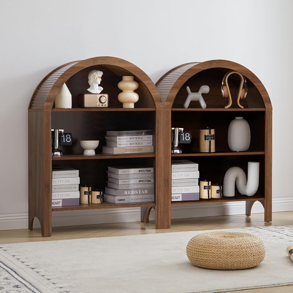 Walnut 3-Shelf Arched Bookcase - مراجعة Free Home Office وسعره