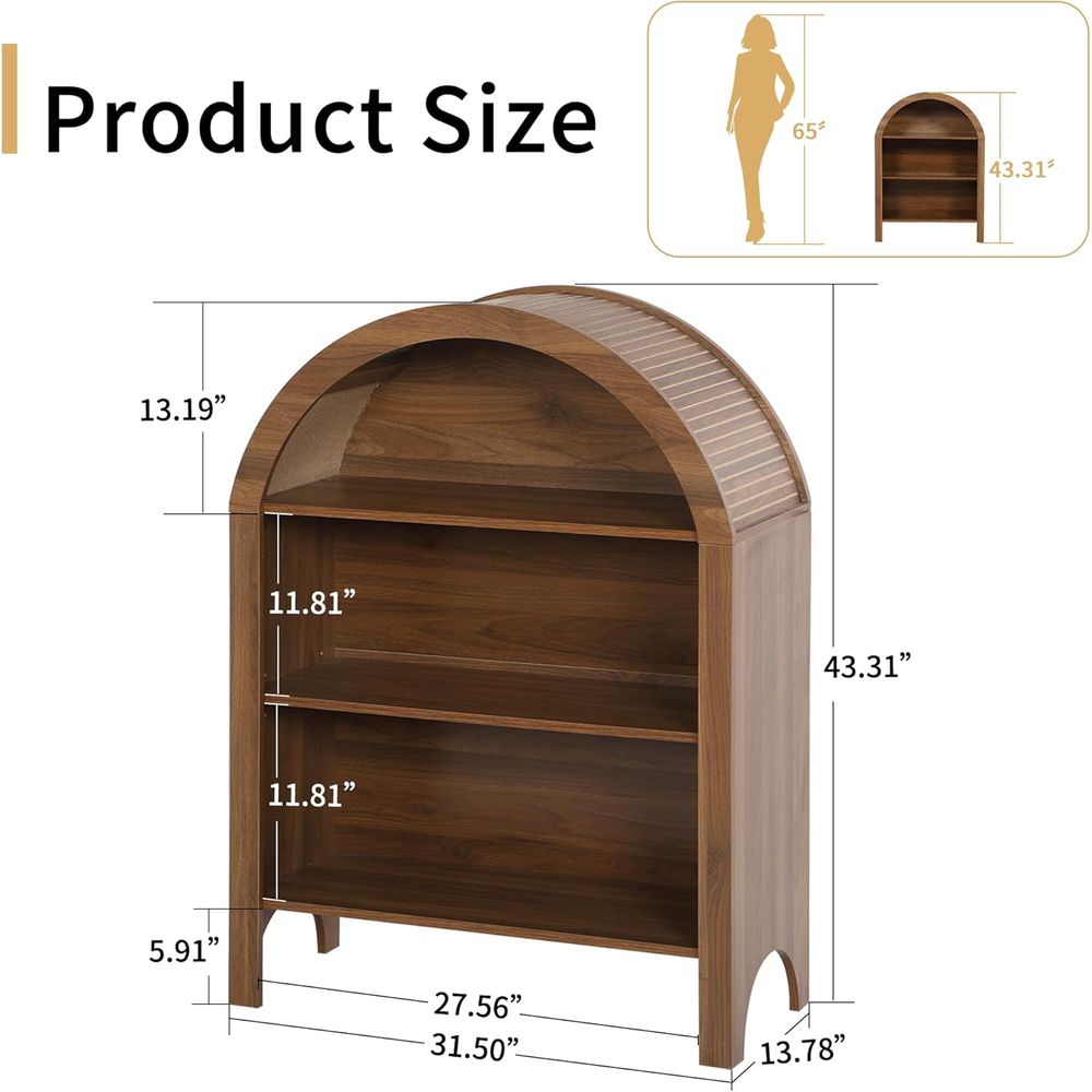Walnut 3-Shelf Arched Bookcase - مراجعة Free Home Office وسعره