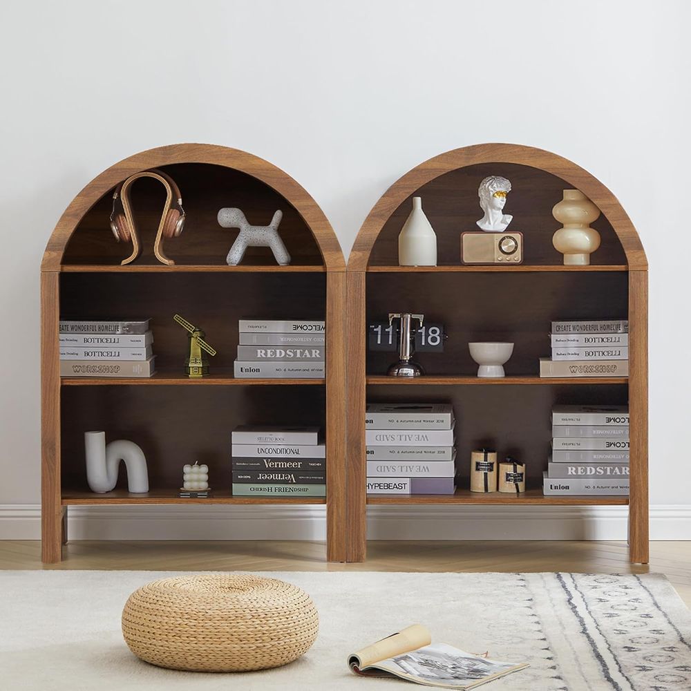 Walnut 3-Shelf Arched Bookcase - مراجعة Free Home Office وسعره
