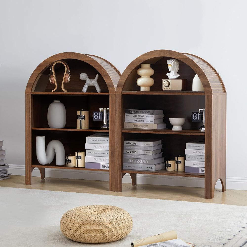 Walnut 3-Shelf Arched Bookcase - مراجعة Free Home Office وسعره
