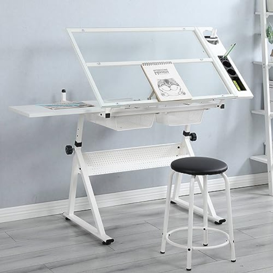 Drafting Table with Stool Mode - مراجعة Free Home Office وسعره