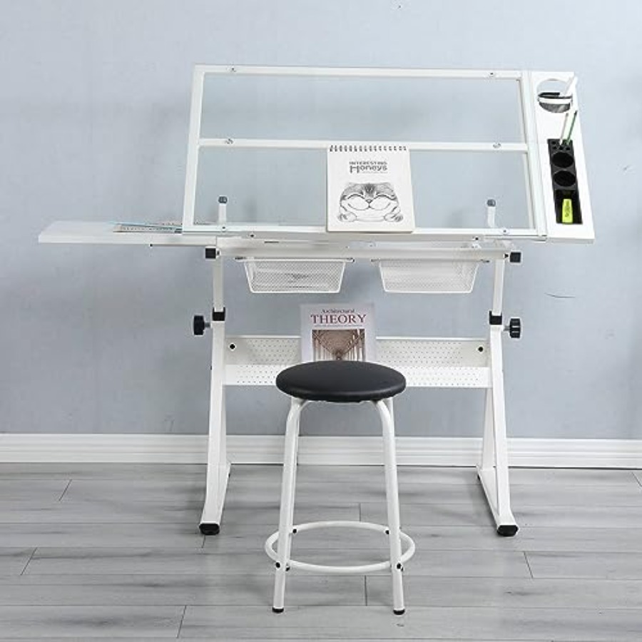 Drafting Table with Stool Mode - مراجعة Free Home Office وسعره
