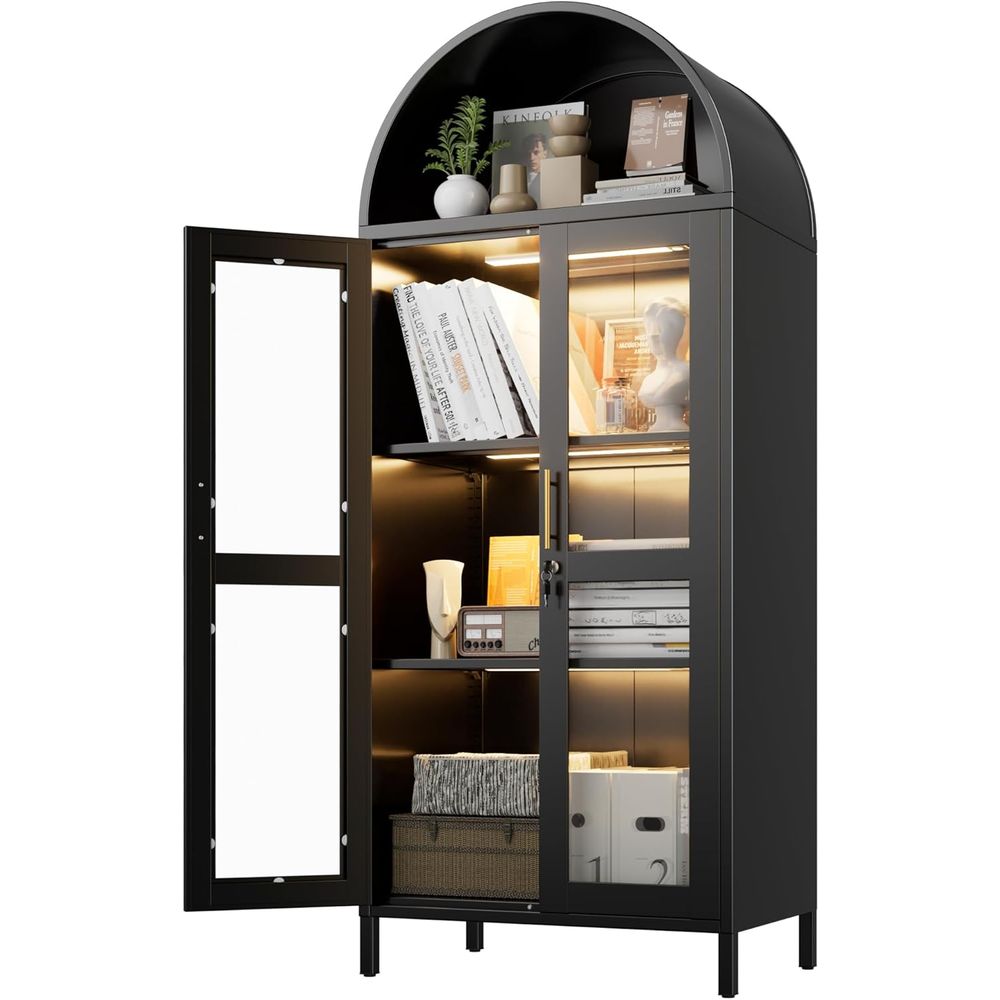 Arched Glass Display Cabinet w - مراجعة Free Home Office وسعره