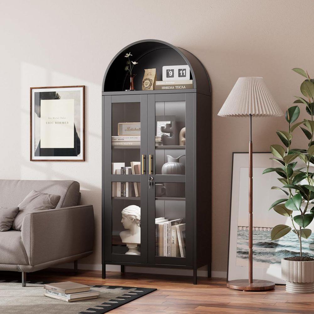 Arched Glass Display Cabinet w - مراجعة Free Home Office وسعره