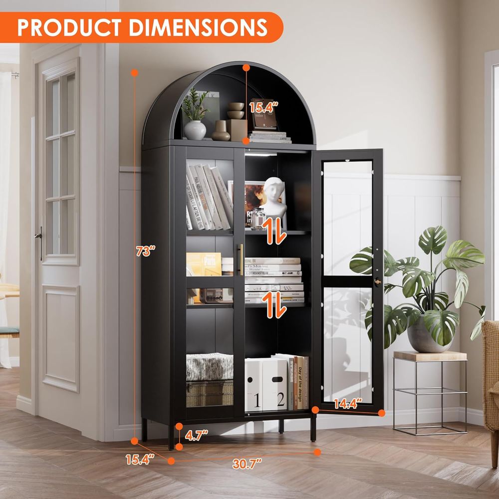 Arched Glass Display Cabinet w - مراجعة Free Home Office وسعره