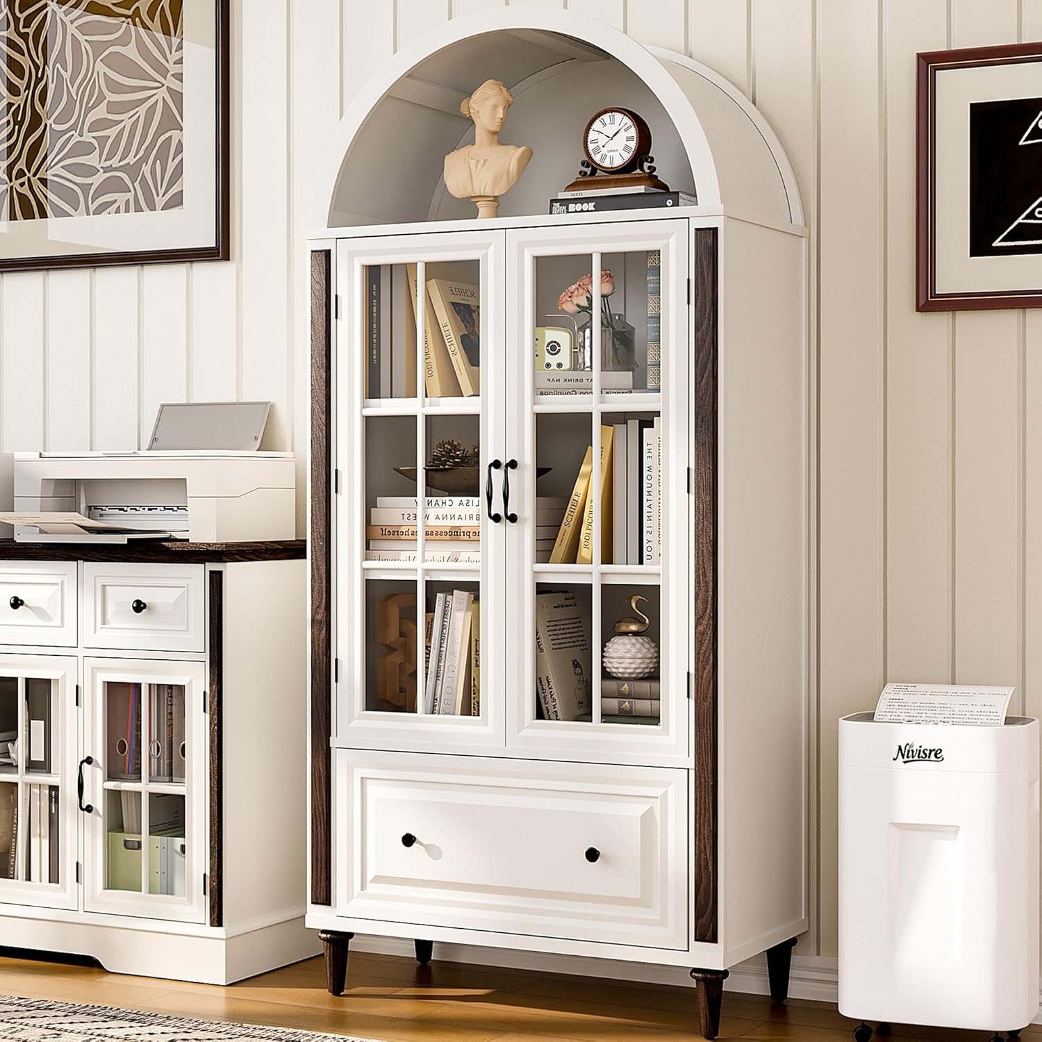 71” Handcrafted Arched Bookcas - مراجعة Free Home Office وسعره