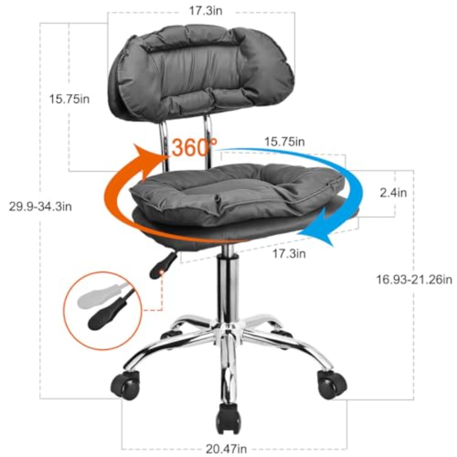Rolling Stool Backrest Thick S - مراجعة Free Home Office وسعره