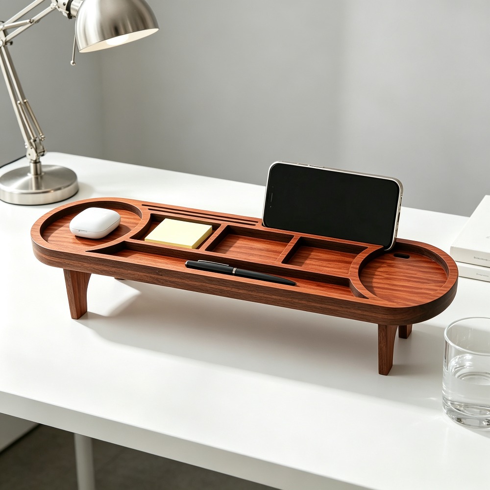 Wooden Desk Organizer with Pho - مراجعة Home Office Call Center وسعره