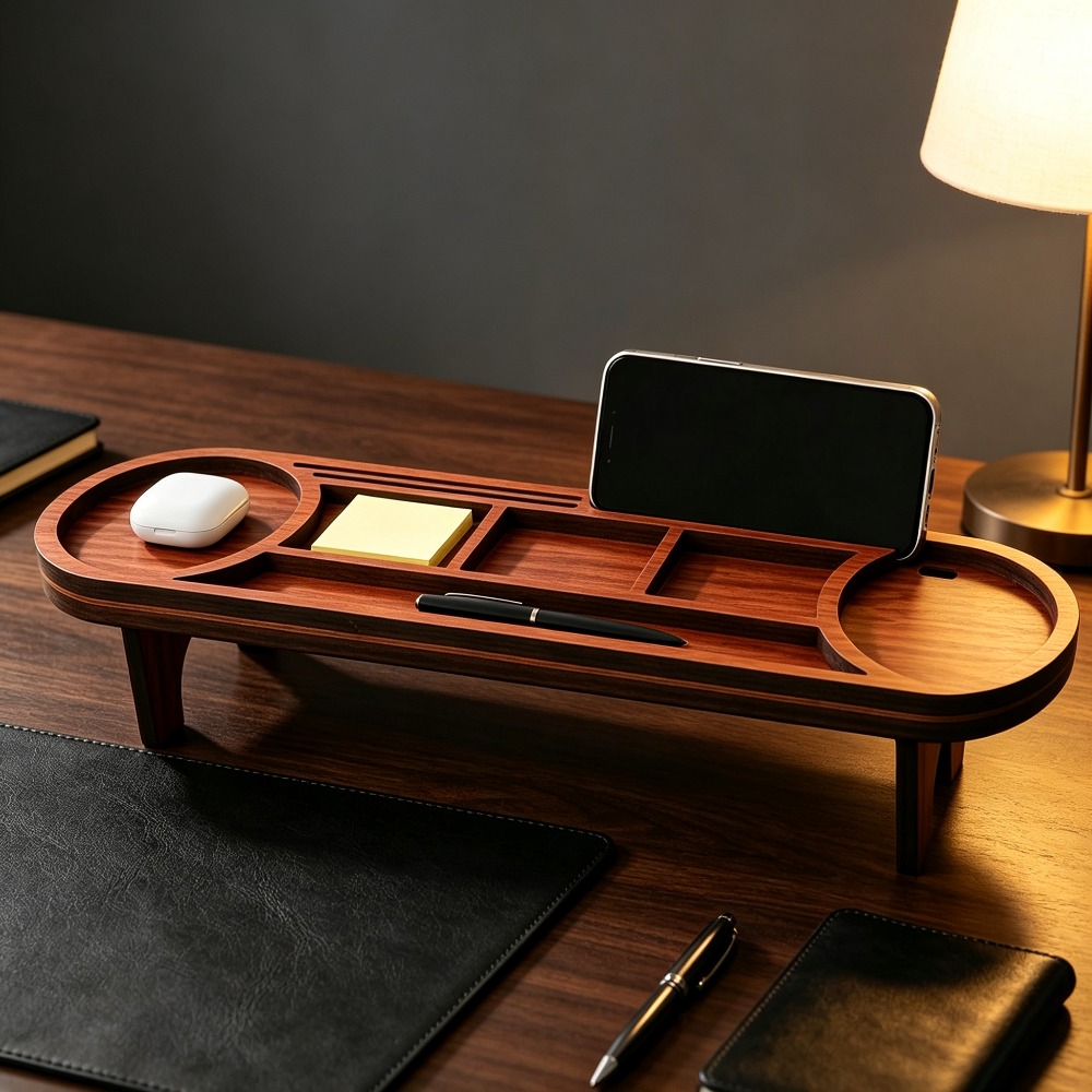 Wooden Desk Organizer with Pho - مراجعة Home Office Call Center وسعره