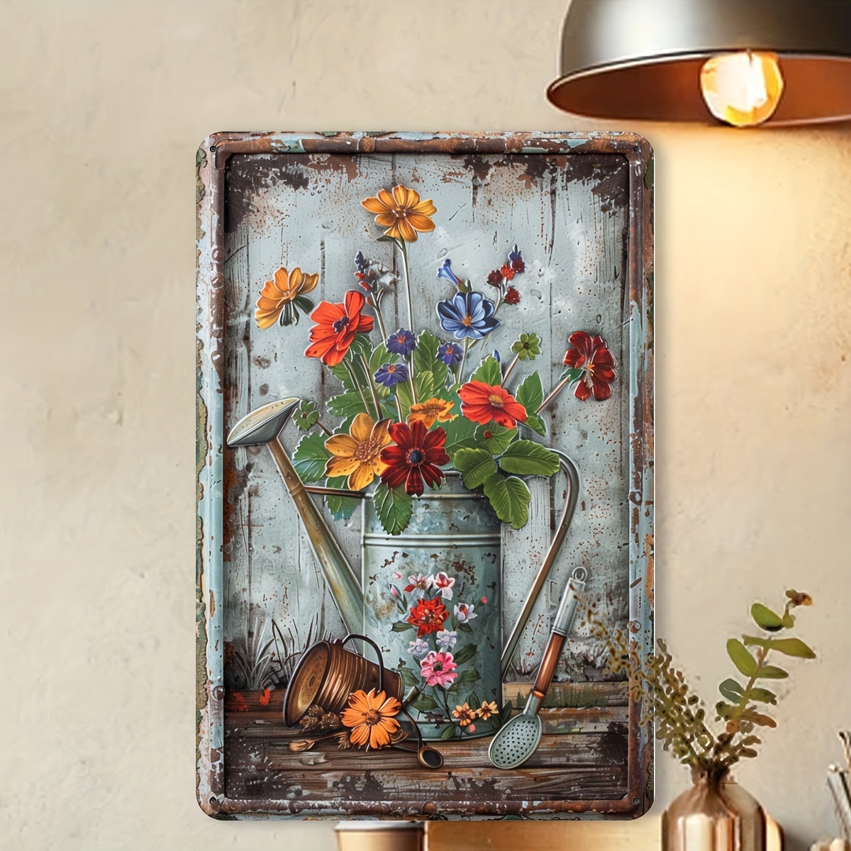 Retro floral metal sheet signa - مراجعة Home Office With Library وسعره