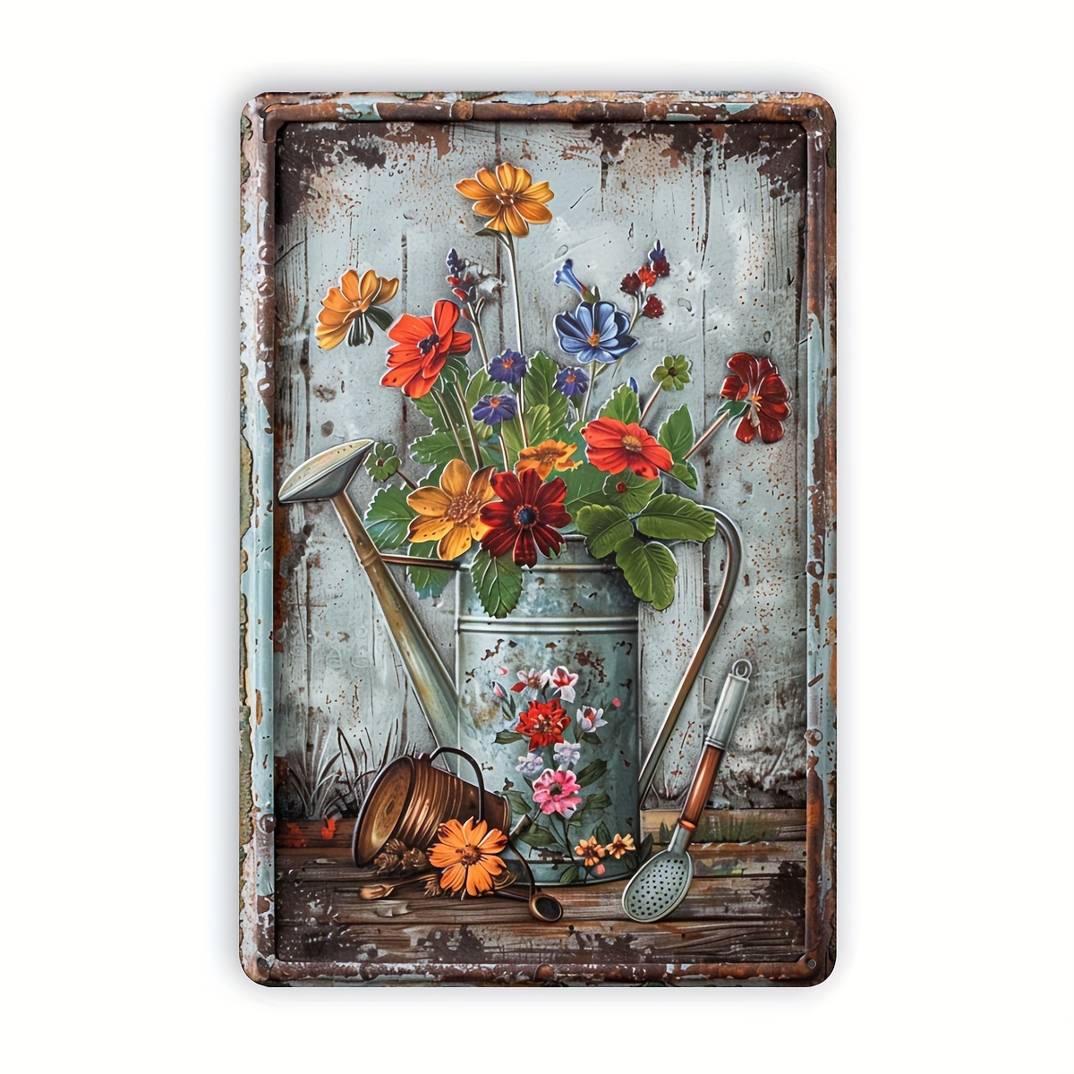 Retro floral metal sheet signa - مراجعة Home Office With Library وسعره