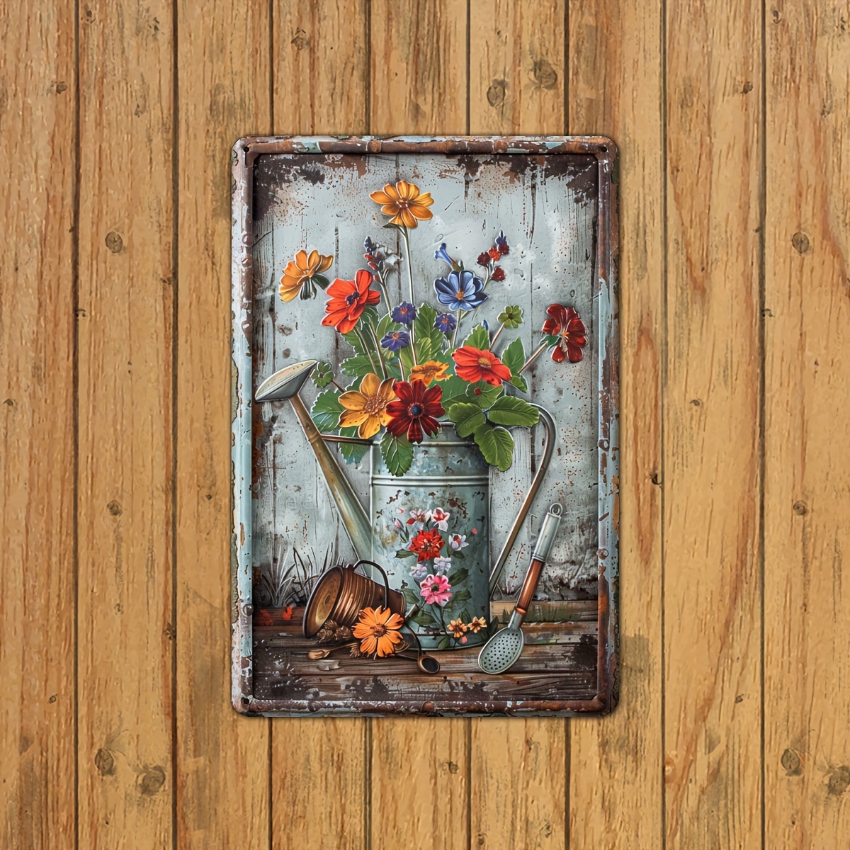 Retro floral metal sheet signa - مراجعة Home Office With Library وسعره