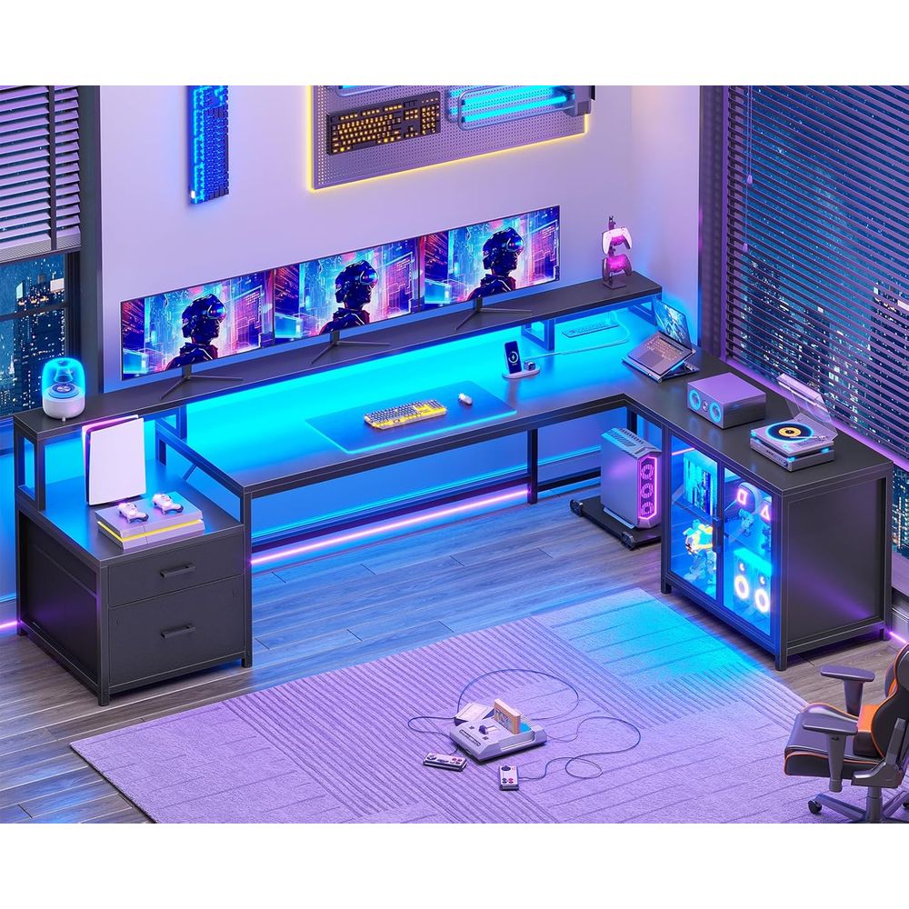 78.7 L-Shaped Gaming Desk with - مراجعة Free Home Office وسعره