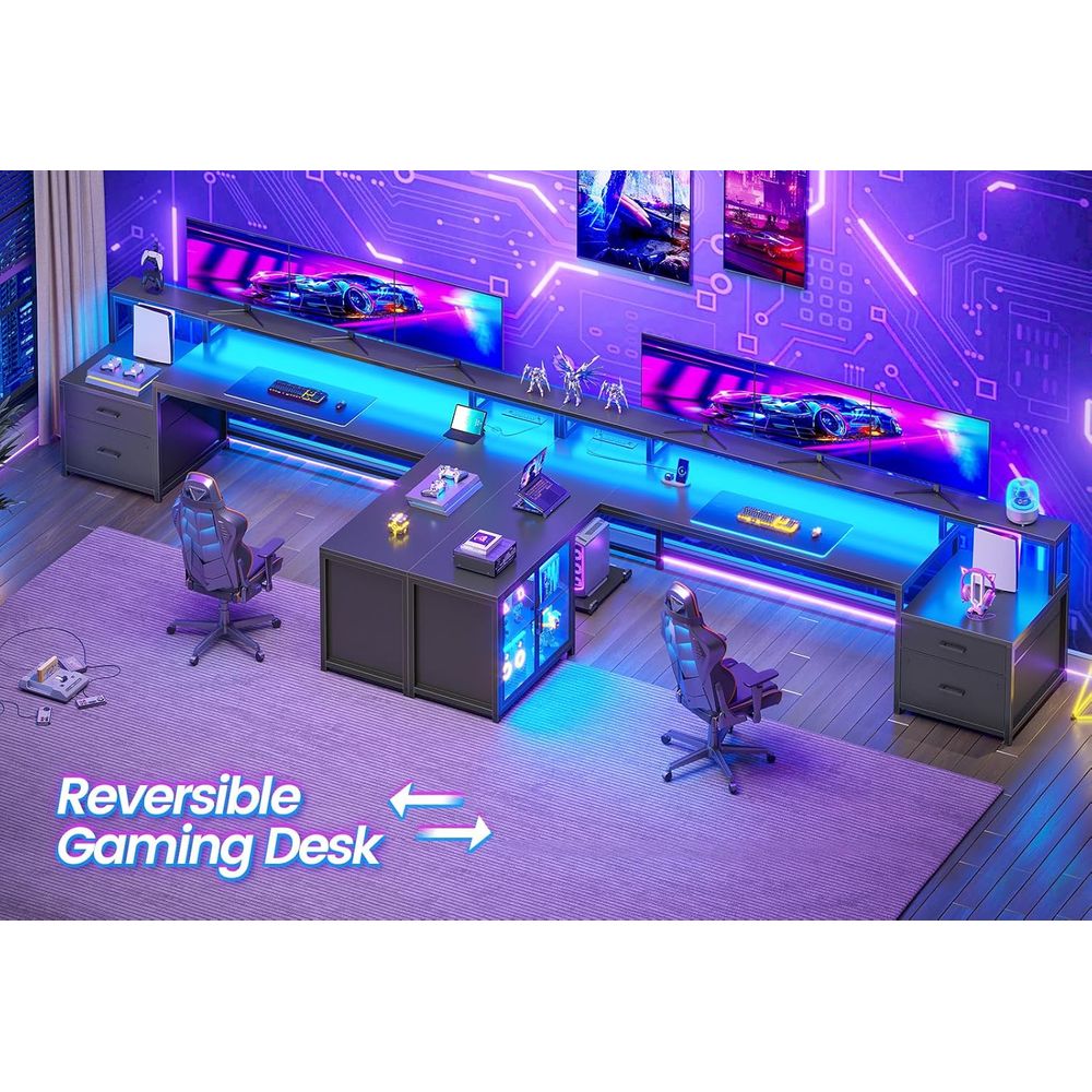 78.7 L-Shaped Gaming Desk with - مراجعة Free Home Office وسعره