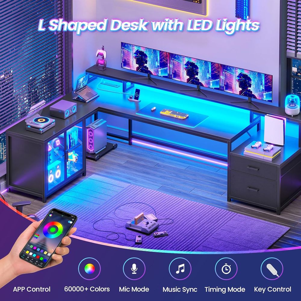 78.7 L-Shaped Gaming Desk with - مراجعة Free Home Office وسعره