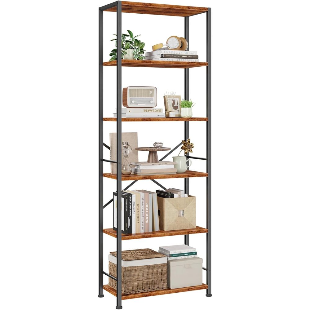 6-Tier Tall Wide Bookshelf - I - مراجعة Home Office Industrial Style وسعره