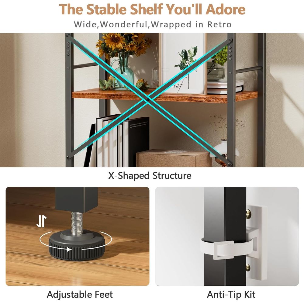6-Tier Tall Wide Bookshelf - I - مراجعة Home Office Industrial Style وسعره