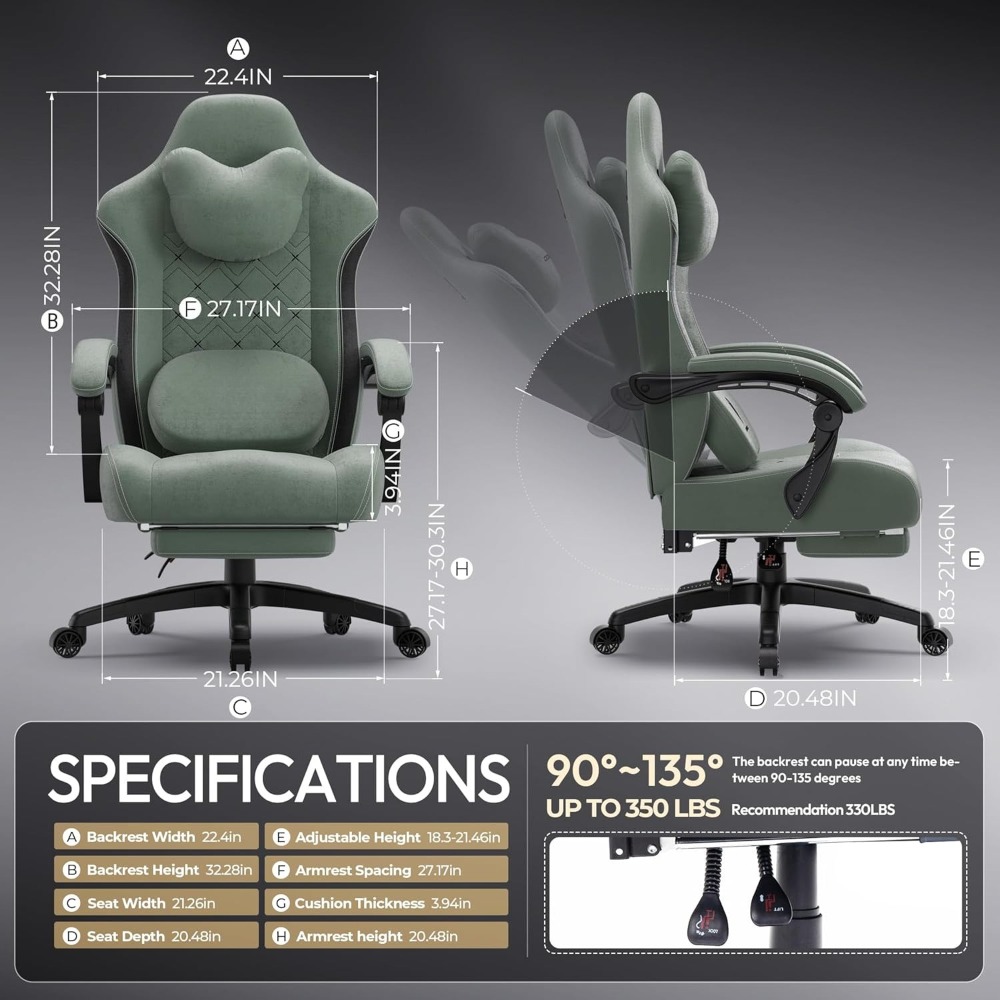 Big and Tall Fabric Gaming Cha - مراجعة Ergonomic Office Chair وسعره