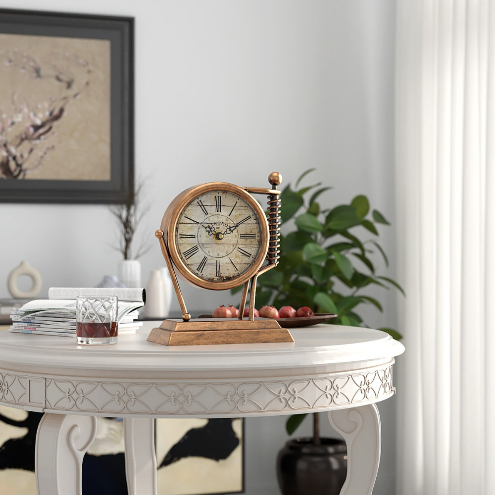 Retro Metal Desk Clock Vintage - مراجعة Home Office Industrial Style وسعره