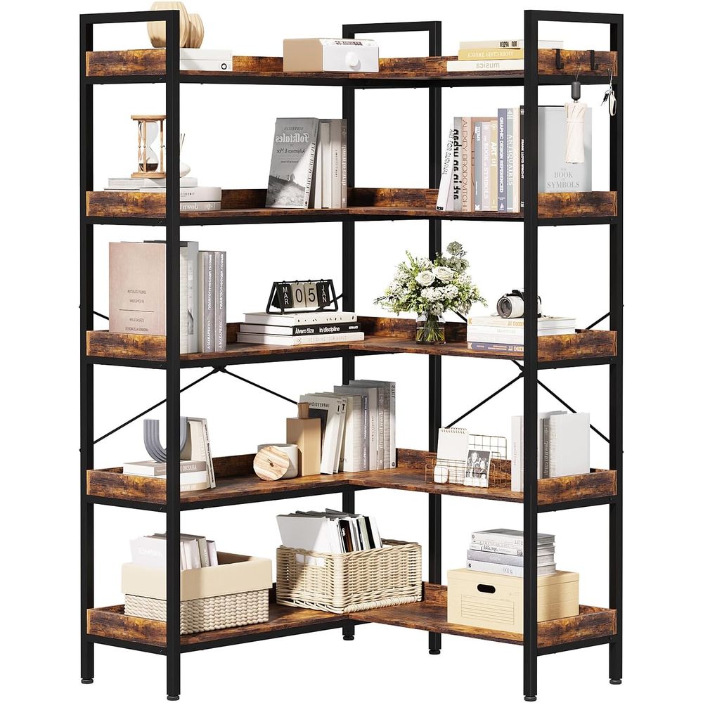 5-Tier L-Shaped Reversible Boo - مراجعة Home Office Industrial Style وسعره
