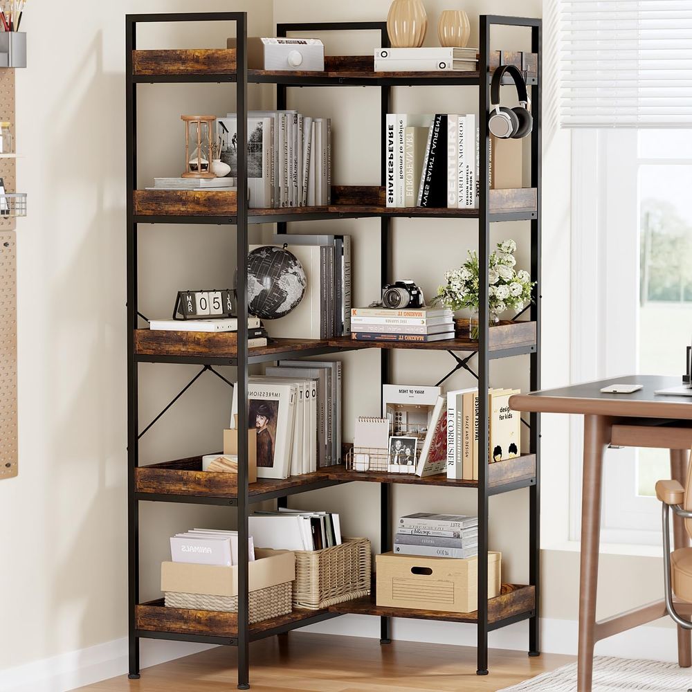 5-Tier L-Shaped Reversible Boo - مراجعة Home Office Industrial Style وسعره