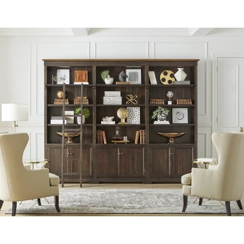 Large Brown Wooden Bookcase Wi - مراجعة Home Office With Library وسعره